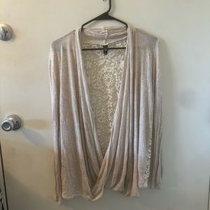 Windsor beige long sleeve cardigan top lace